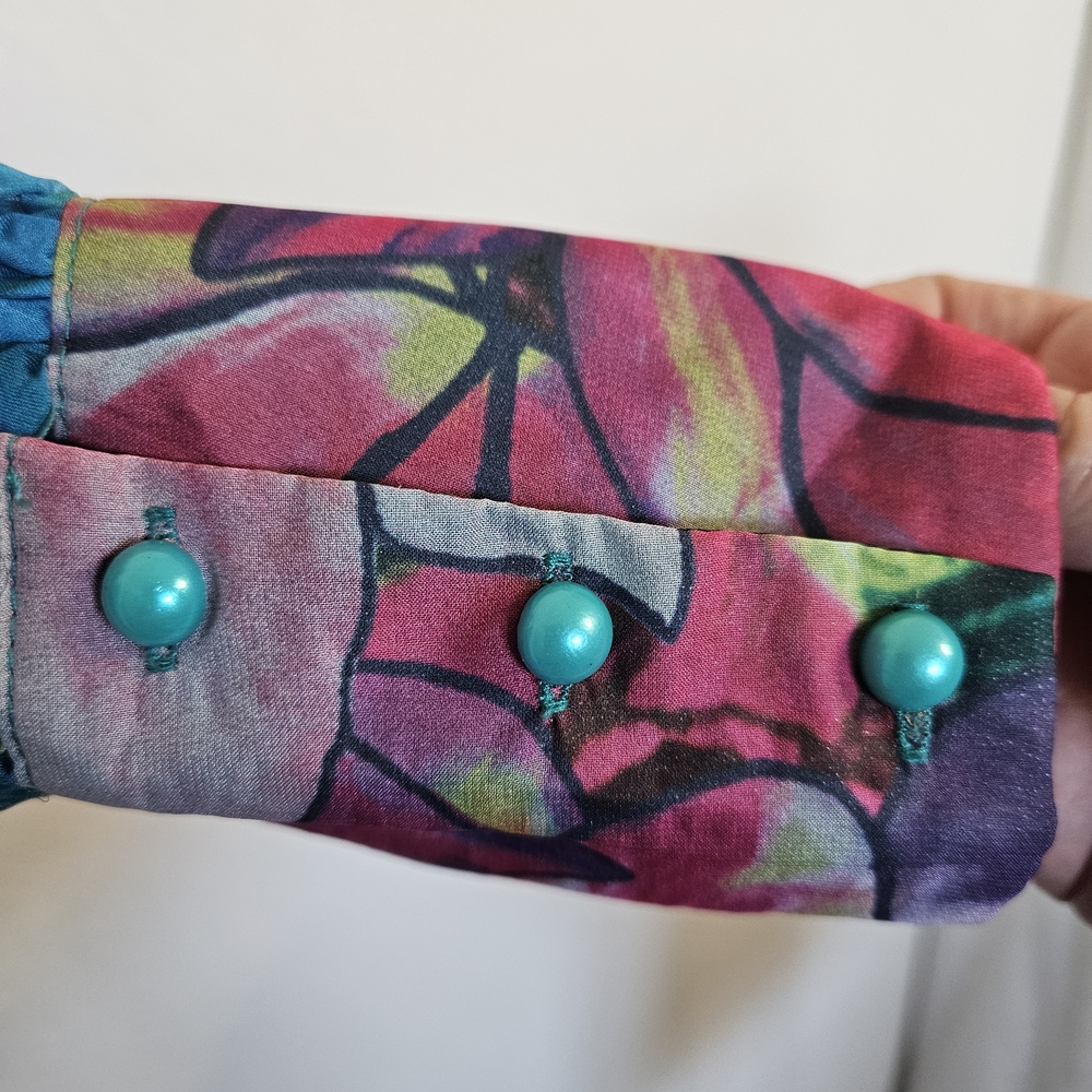 Banjul Teal and Pink Floral Maxi Dress - Picture 6 of 11